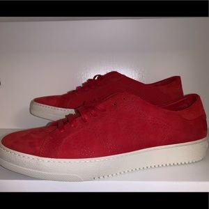 Off White Red Suede Sneakers